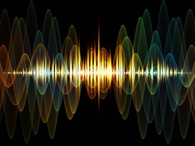 Dalga fonksiyonu serisi. Renkli sinüs titreşimlerin aranjman, ışık ve fraktal elemanları ses ekolayzer, projeler için fon olarak müzik spektrum ve kuantum olasılık