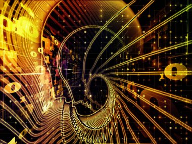 Adam ve numaraları serisi. Sembolik insan profili ve basamak mecazi ilişki bilim, bilgi teknolojileri ve eğitim ile kompozisyon