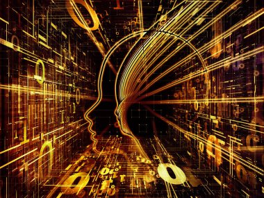 Adam ve numaraları serisi. Sembolik insan profili ve basamak mecazi ilişki bilim, bilgi teknolojileri ve eğitim ile kompozisyon