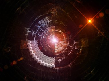 Geometri teknoloji serisi. Bilim, bilgi teknolojileri ve eğitim mecazi ilişkisi olan teknolojik fraktal yapıları kompozisyonu