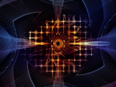 Bilgi serisi gözü. Bilim, eğitim ve modern teknoloji konusunda göz simgesi ve fraktal kılavuzunun zemin