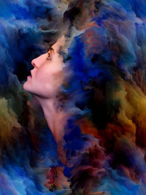 Kadınlar Dünya Serisi. Duygular, duygular, iç dünya, yaratıcılık ve hayal gücü üzerine çalışmalarda kullanılmak üzere kadın portresinin arkaplan tasarımı.