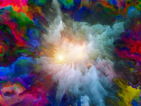 Серия Paint Explosion Состав Разноцветной Фрактальной Краски Огни Метафорическим Отношением — стоковое фото