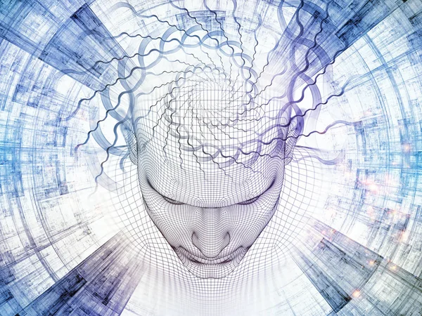 Rendering Mind Field Series Background Design Head Wire Mesh Human — Stock Photo, Image