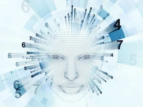 3D render - zihin alan serisi. Tel kafes insan modeli ve fraktal patters yapay zeka, bilim ve teknoloji projeleri için uygun başkanı aranjman