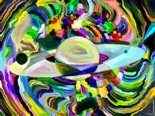 Farget Glass Alltid Planet Utført Med Flerfargede Mosaikkmønstre Innen Astronomi – stockfoto