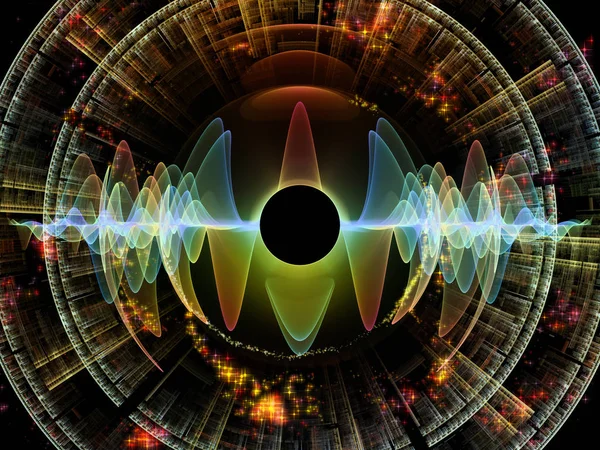 Серія Хвильових Функцій Творче Розташування Кольорових Синусоїдних Коливань Світлових Фрактальних — стокове фото