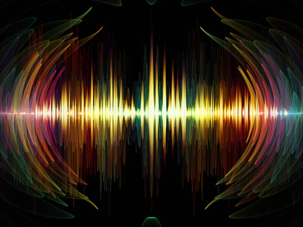 Dalga fonksiyonu serisi. Bileşimi renkli sinüs titreşimler, ışık ve ses ekolayzer, müzik projeleri için fon olarak hizmet etmek için fraktal öğeleri spektrum ve kuantum olasılık