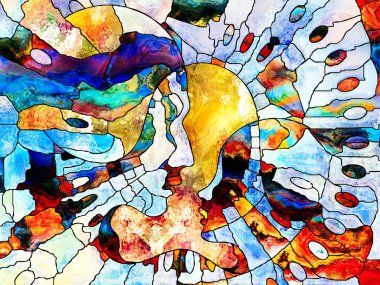 Vitray sonsuza dek serisi. Üst ve alt profilleri bölünmüş ve mozaik gerçeklik birlik varlığı konusunda birleşti.