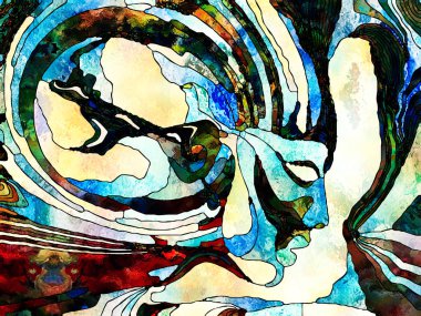 Lekeli Glass Forever serisi. organik anahtar sembollü kadın profili cevaplar ve iç bilgi arayışını simgeliyor.