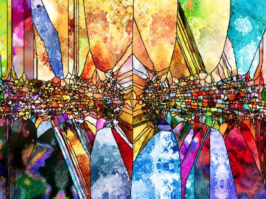 Lekeli Glass Forever serisi. Tasarım, yaratıcılık ve hayal gücü konularındaki çizgilerin, şekillerin ve renk kalıplarının etkileşimi