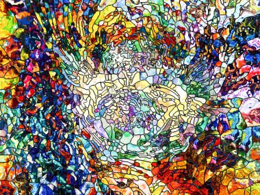 Kurşunlu cam desen serisi. Tasarım sanat, Uzay Bölümü ve tasarım konusunda bir metafor olarak vitray konsept çalışması oluşur