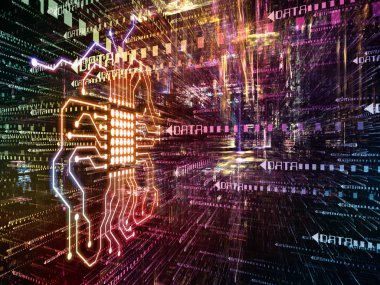 Sanal uzay serisi. Tasarım projeleri için fon olarak hizmet etmek için 3d veri bulut perspektif içinde Cpu simgesiyle yapılmış bilgi teknolojisi, bilgisayar ve iletişim ile ilgili
