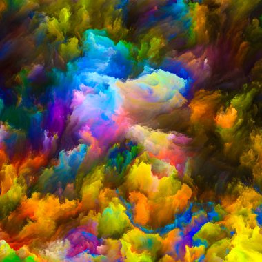 Patlama serisi renk. Tasarım hayal gücü, yaratıcılık ve sanat konusunda bir metafor olarak canlı boya ve zengin doku oluşur