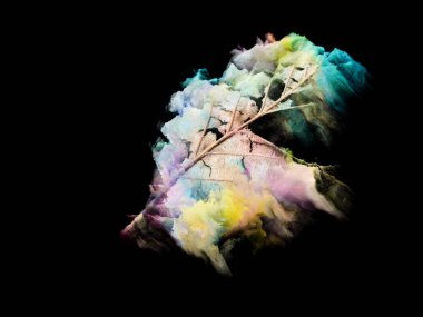 Füzyon fraktal renkleri illüstrasyon, sanat ve tasarım kümeleri ve bir yaprak