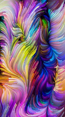 Color In Motion serisi. Tasarım, yaratıcılık ve hayal gücü üzerine bir kavram metaforu olarak, ekranlar ve cihazlar için duvar kağıdı olarak kullanılacak sıvı boya modelinin yaratıcı düzenlenmesi