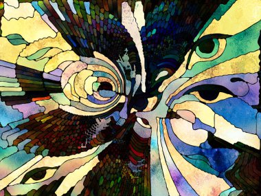 Vitray sonsuza dek serisi. Arka plan tasarımı renk parçaları, şekil desen ve tasarım ve sanat, Uzay Bölümü konuda semboller