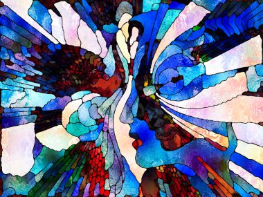 Vitray sonsuza dek serisi. Arka plan tasarımı renk parçaları, şekil desen ve tasarım ve sanat, Uzay Bölümü konuda semboller