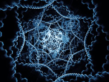 Fraktal girdap serisi. Konu tasarım, illüstrasyon, modern bilim ve teknoloji üzerinde ışık ve fraktal geometri desenleri düzenlenmesi