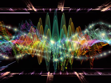 Dalga fonksiyonu serisi. Arka plan yapılmış renkli sinüs titreşimleri, ışık ve ses ekolayzer, projelerde birlikte kullanılması fraktal öğeleri için müzik spektrum ve kuantum olasılık