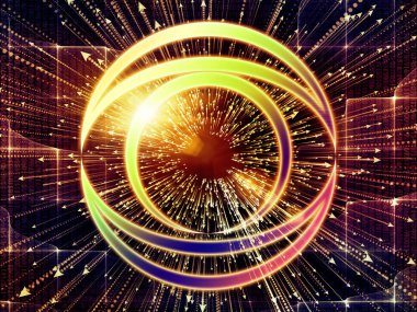 Bilgi serisi gözü. Göz simgesini ve ok aranjman bilim, eğitim ve modern teknoloji projeleri için uygun veri bloğu