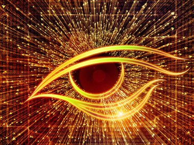 Bilgi serisi gözü. Göz simgesini ve ok Grafik bileşimi için bilim, eğitim ve modern teknoloji konu patlama