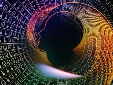 Adam ve numaraları serisi. Kompozisyon sembolik insan profili ve basamak bir fon olarak bilim, bilgi teknolojileri ve eğitim projeleri için uygun