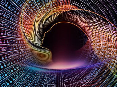 Adam ve numaraları serisi. Sanatsal soyutlama sembolik insan profili ve bilim, bilgi teknoloji ve eğitim konusunda basamak oluşur