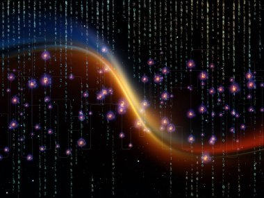 Numbers serisinin dizaynı. Bilim, bilgi teknolojisi ve matematik konularındaki rakamların ve soyut elementlerin etkileşimi