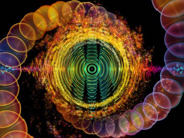 Dalga fonksiyonu serisi. Renkli sinüs titreşimler etkileşimi, ses ekolayzer, konu üzerinde öğeleri ışık ve fraktal müzik spektrum ve kuantum olasılık