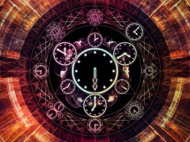 Saat serisi daireler. Soyut tasarım saat semboller ve bilim, eğitim ve tahmini konusu fraktal öğelerinde yapılan