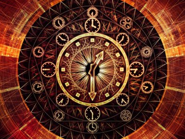 Saat serisi daireler. Tasarım saat sembolleri ve fraktal öğeleri bilim, eğitim ve tahmini konusunda bir metafor olarak oluşur