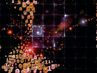 Numara dünya serisi. Basamak ve fraktal öğeleri bilim, eğitim ve modern teknoloji konusunda sanatsal soyutlama oluşan