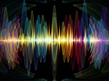 Dalga fonksiyonu serisi. Bileşimi renkli sinüs titreşimler, ışık ve ses ekolayzer, müzik projeleri için fon olarak hizmet etmek için fraktal öğeleri spektrum ve kuantum olasılık