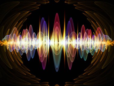 Dalga fonksiyonu serisi. Bileşimi renkli sinüs titreşimler, ışık ve ses ekolayzer, müzik projeleri için fon olarak hizmet etmek için fraktal öğeleri spektrum ve kuantum olasılık