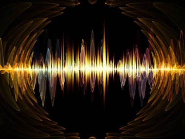 Dalga fonksiyonu serisi. Bileşimi renkli sinüs titreşimler, ışık ve ses ekolayzer, müzik projeleri için fon olarak hizmet etmek için fraktal öğeleri spektrum ve kuantum olasılık