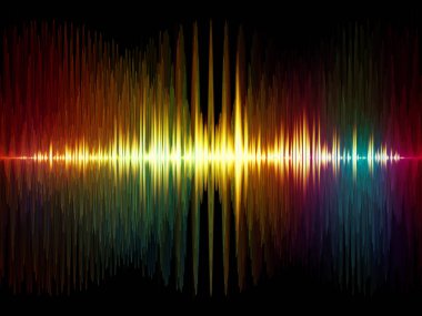 Dalga fonksiyonu serisi. Renkli sinüs titreşimleri soyut kompozisyon, ışık ve fraktal öğeleri için ses ekolayzer, projelerde müzik spektrum ve kuantum olasılık