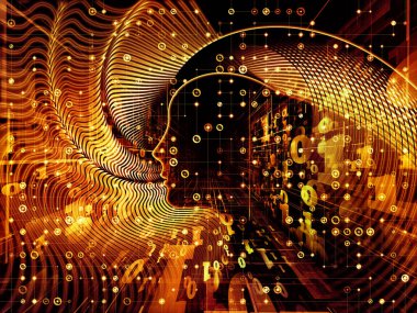 Adam ve numaraları serisi. Sembolik insan profili ve basamak mecazi ilişki bilim, bilgi teknolojileri ve eğitim ile kompozisyon