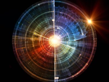 Geometri teknoloji serisi. Bilim, bilgi teknolojileri ve eğitim mecazi ilişkisi olan teknolojik fraktal yapıları kompozisyonu