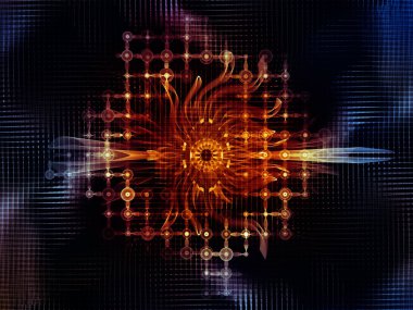 Bilgi serisi gözü. Bilim, eğitim ve modern teknoloji konusunda göz simgesi ve fraktal kılavuzunun sanatsal soyutlama oluşur