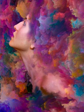 Dış serinin içinde. Duygular, duygular, iç dünya, yaratıcılık ve hayal gücü konularında kadın portresinin canlandırılması.