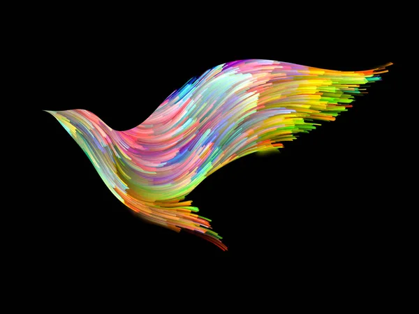 Flucht Von Farbserien Vogelprofil Mit Lebendiger Farbe Zum Thema Fantasie — Stockfoto