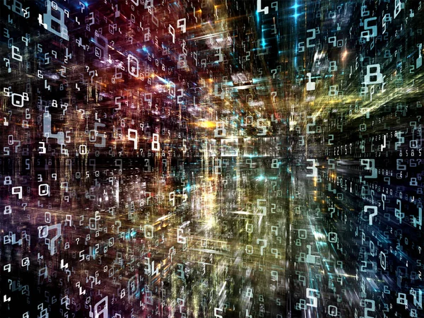 Digital City series. Background design of three dimensional fractals and numbers on the subject of computers, science, virtual reality and modern technology