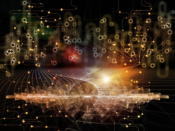 Serie Connected World Composizione Diagrammi Rete Simboli Tech Schemi Frattali — Foto Stock