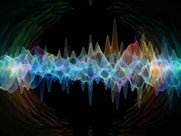 Wave Function series. Backdrop of  colored sine vibrations, light and fractal elements to complement designs on the subject of sound equalizer, music spectrum and  quantum probability