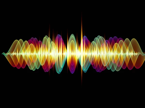 Wave Function series. Abstract composition of colored sine vibrations, light and fractal elements for projects on sound equalizer, music spectrum and  quantum probability