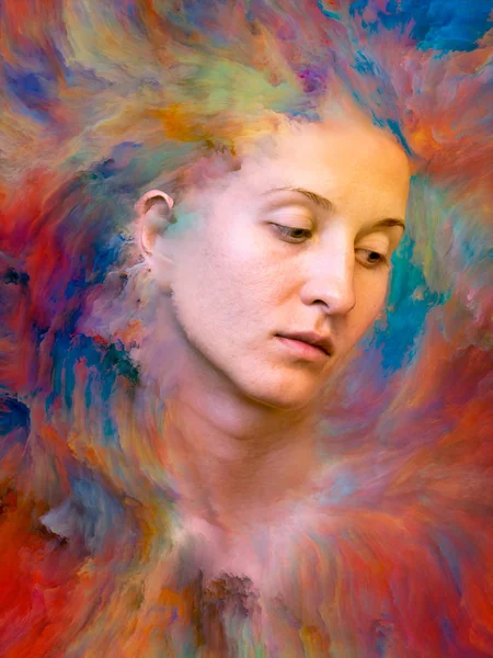 Series Abstract Background Made Female Portrait Fused Vibrant Paint Use — Stock Photo, Image