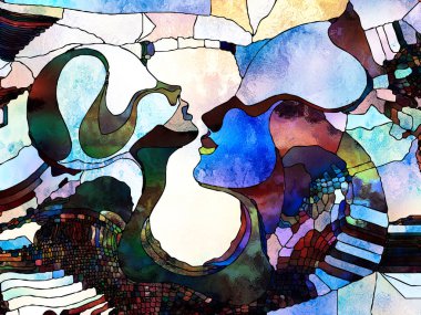 Lekeli Glass Forever serisi. Sanat, uzay bölünmesi ve tasarım projeleri için uygun renk parçaları, şekil desenleri ve sembollerin bileşimi