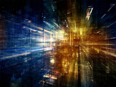 Dijital City serisi. Üç boyutlu Fraktallar ve ışıkların bilgisayarlar, bilim, sanal gerçeklik ve modern teknoloji konu kompozisyon