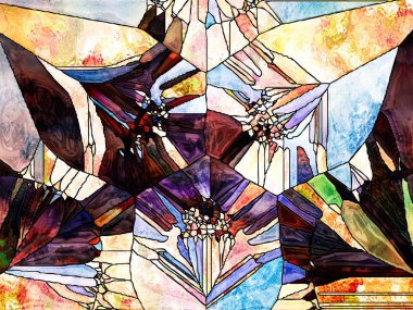 Vitray sonsuza dek serisi. Çizgiler, şekil ve renk desen tasarım, yaratıcılık ve hayal gücü projeler için kompozisyon